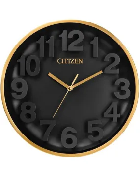 Citizen Gallery Circular Gold-Tone Clock - Black Dial - Raised Numbers