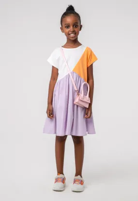 Color Block Flared Girls Dress