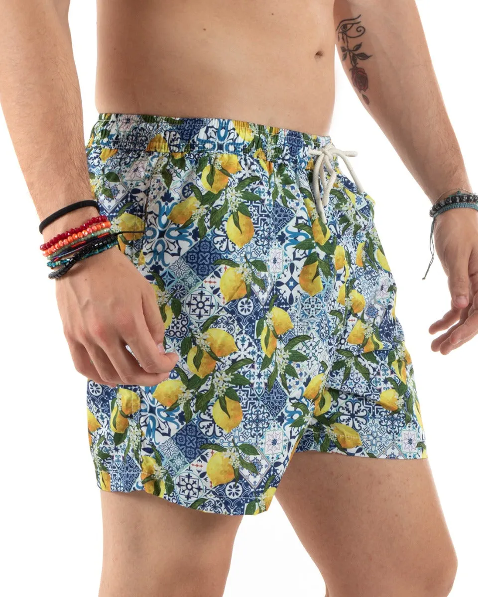 Costume Uomo Summer Boxer Pantaloncino Fantasia Con Limoni GIOSAL-SU1218A