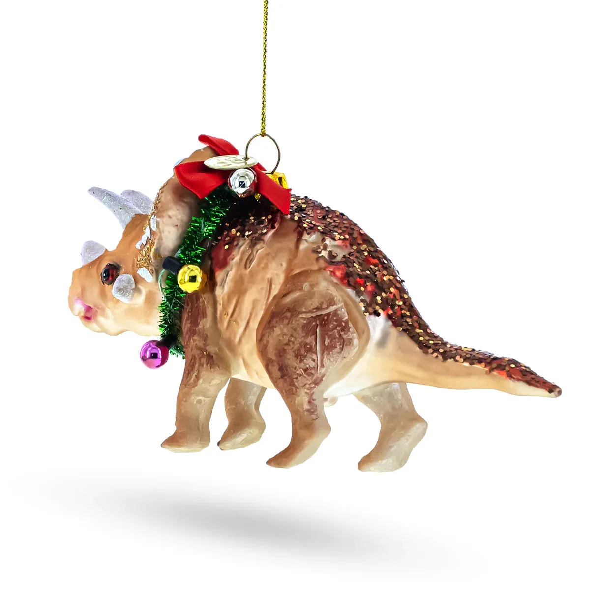 Cutie Pie Triceratops Dinosaur in Wreath Ornament