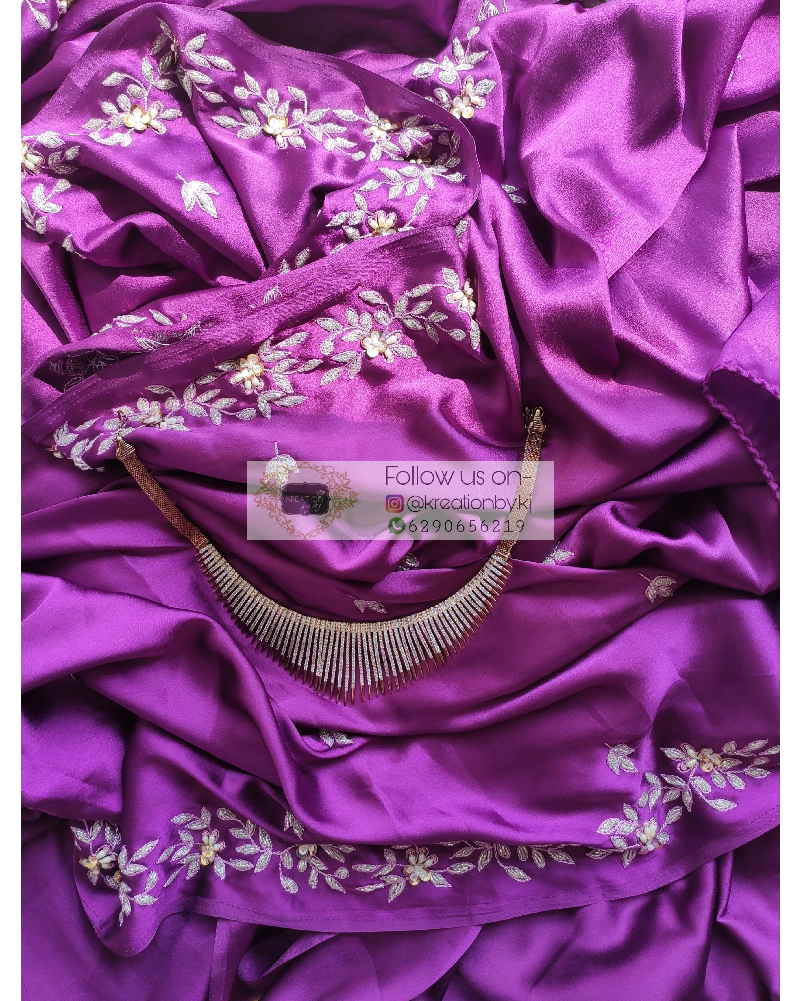 Dark Purple Satin Silk Chandani Saree