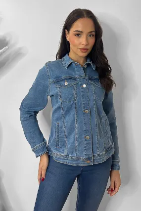 Denim Blue Embroidered Denim Jacket