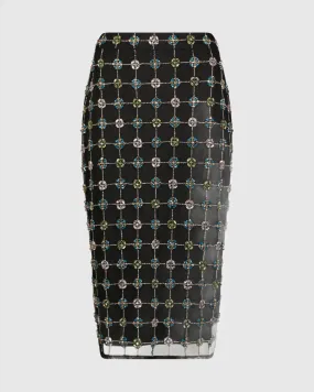 Embellished Geometrical Skirt with Rhinestones