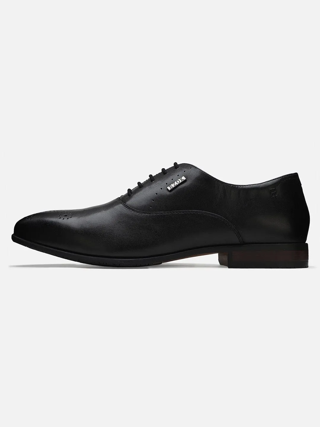 Ezok Men Bond 2043 Black Leather Formal Shoes