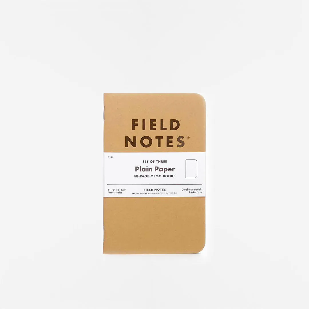 Field Notes Original Kraft Plain Paper 3-Pack Notebook