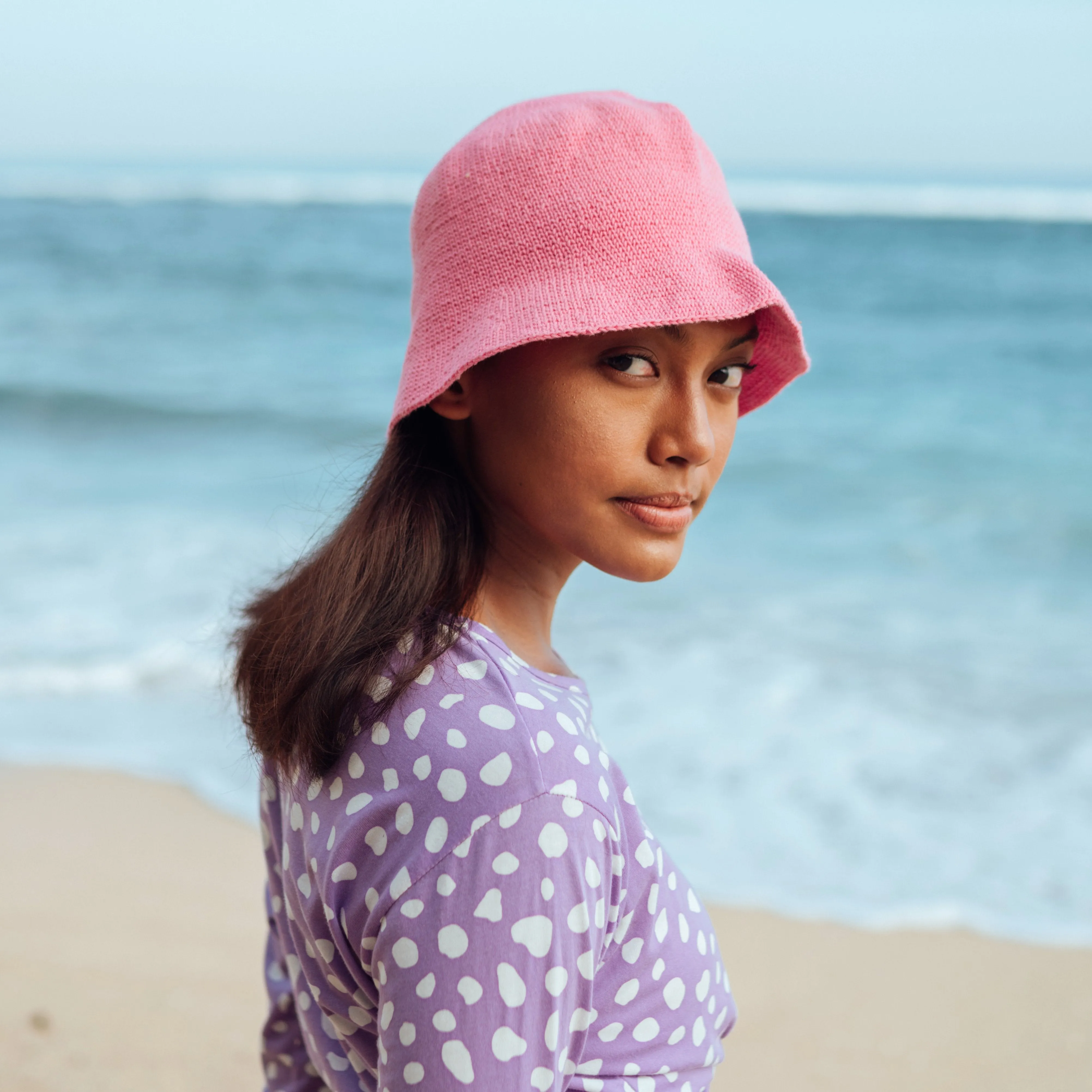 FLORETTE Crochet Bucket Hat, in Pink