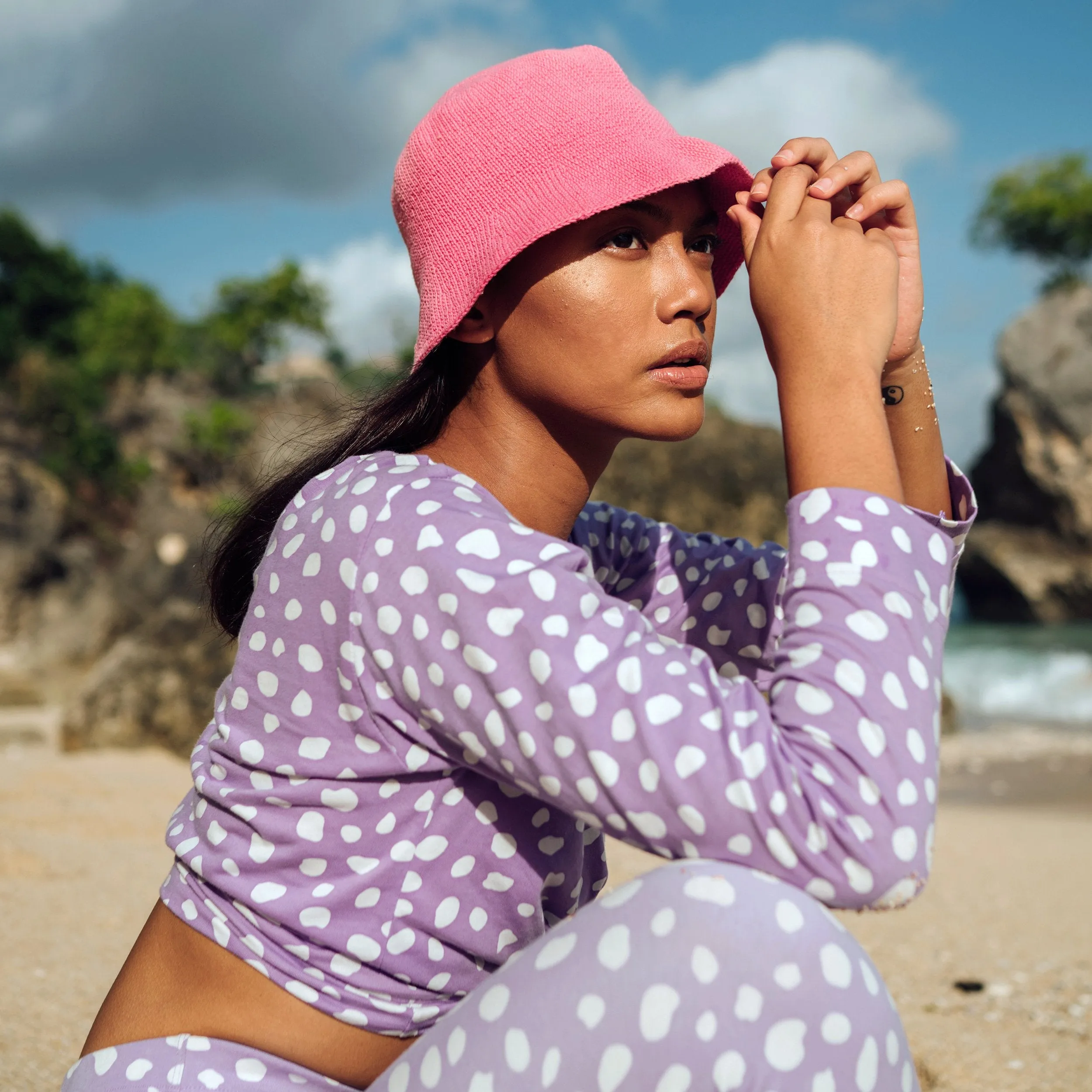 FLORETTE Crochet Bucket Hat, in Pink