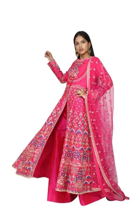 Fuchsia Pink Embroidered Anarkali Set.