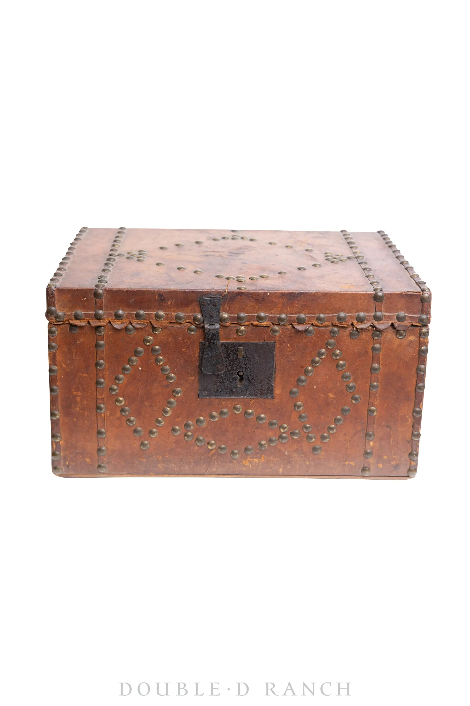 Furniture, Trunk, Leather, Studded, Vintage, 258