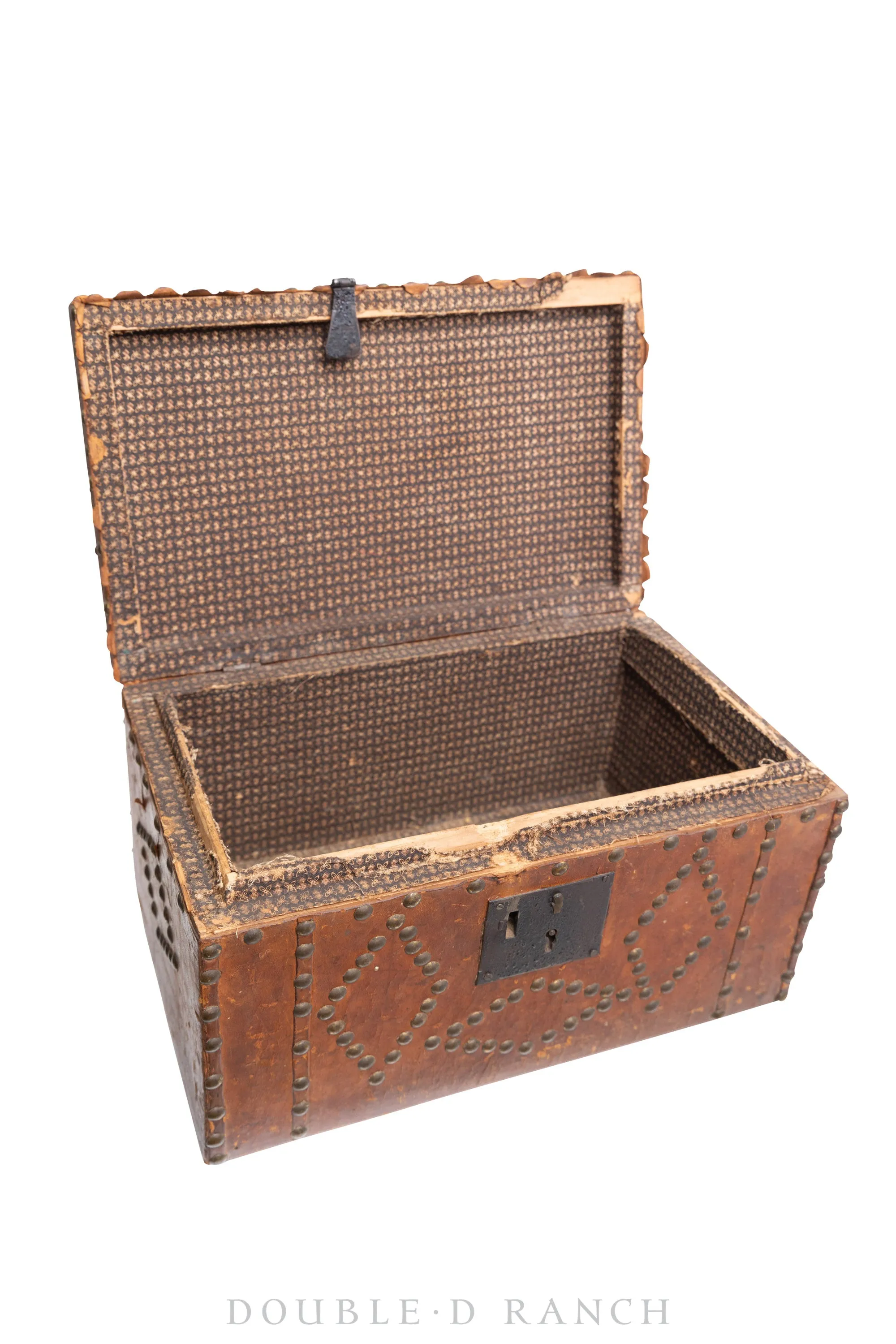 Furniture, Trunk, Leather, Studded, Vintage, 258