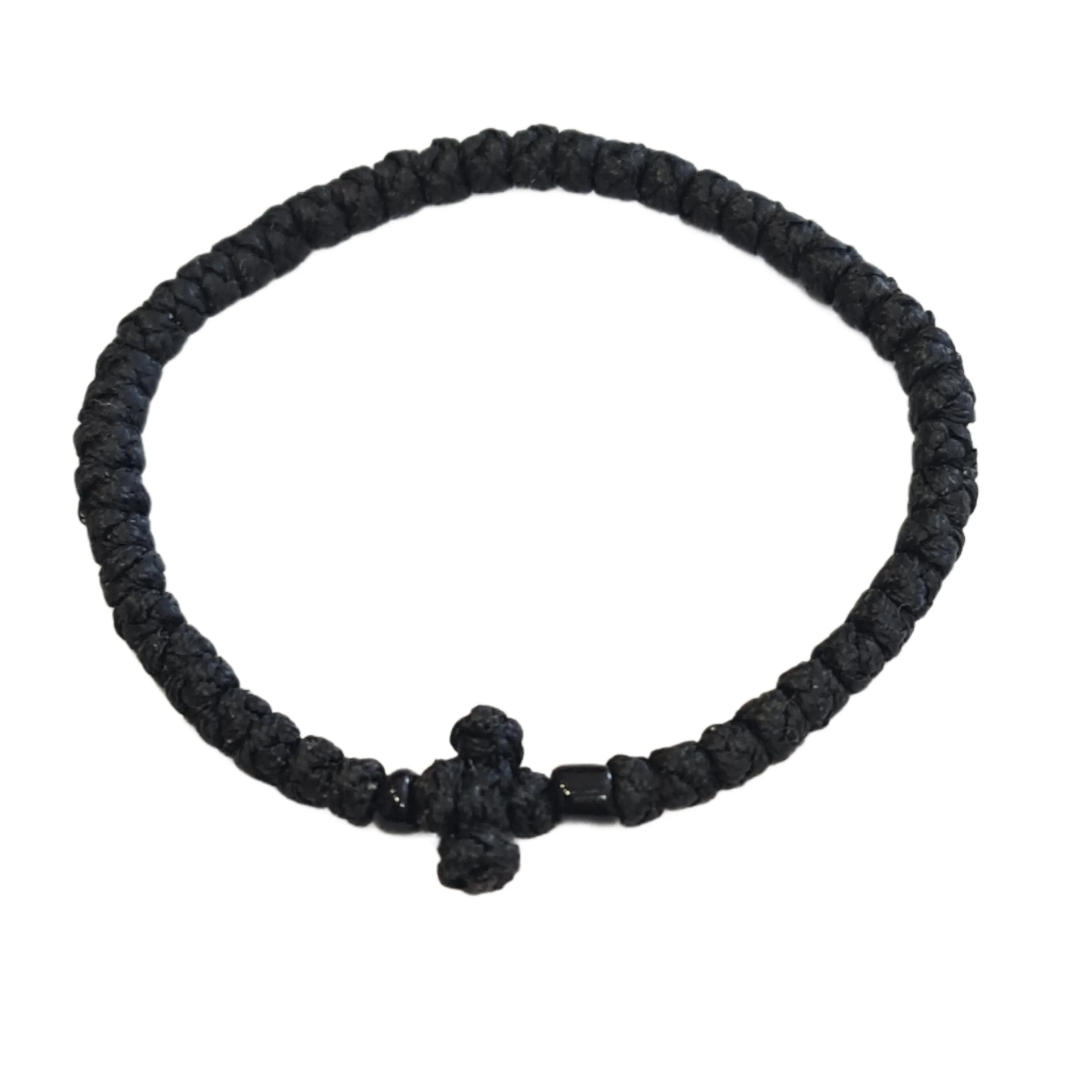 Greek Komboskini Cross Prayer Rope Bracelet BLACK