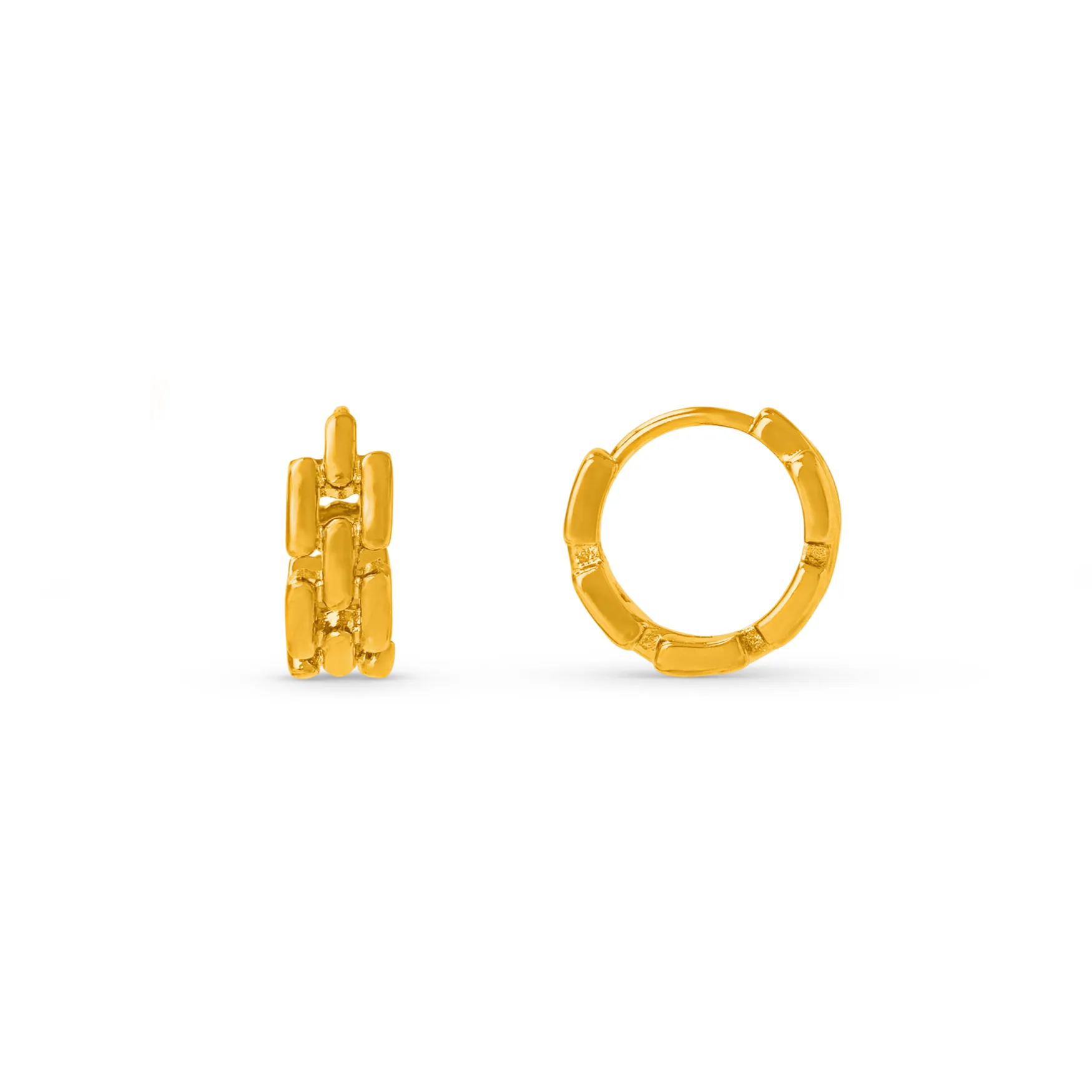 Heritage Chain Huggie Hoop Earrings - Gold