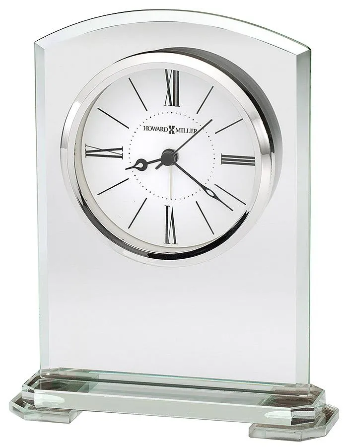 Howard Miller Corsica Jade Glass Table Alarm Clock - Tiered Feet - White Dial