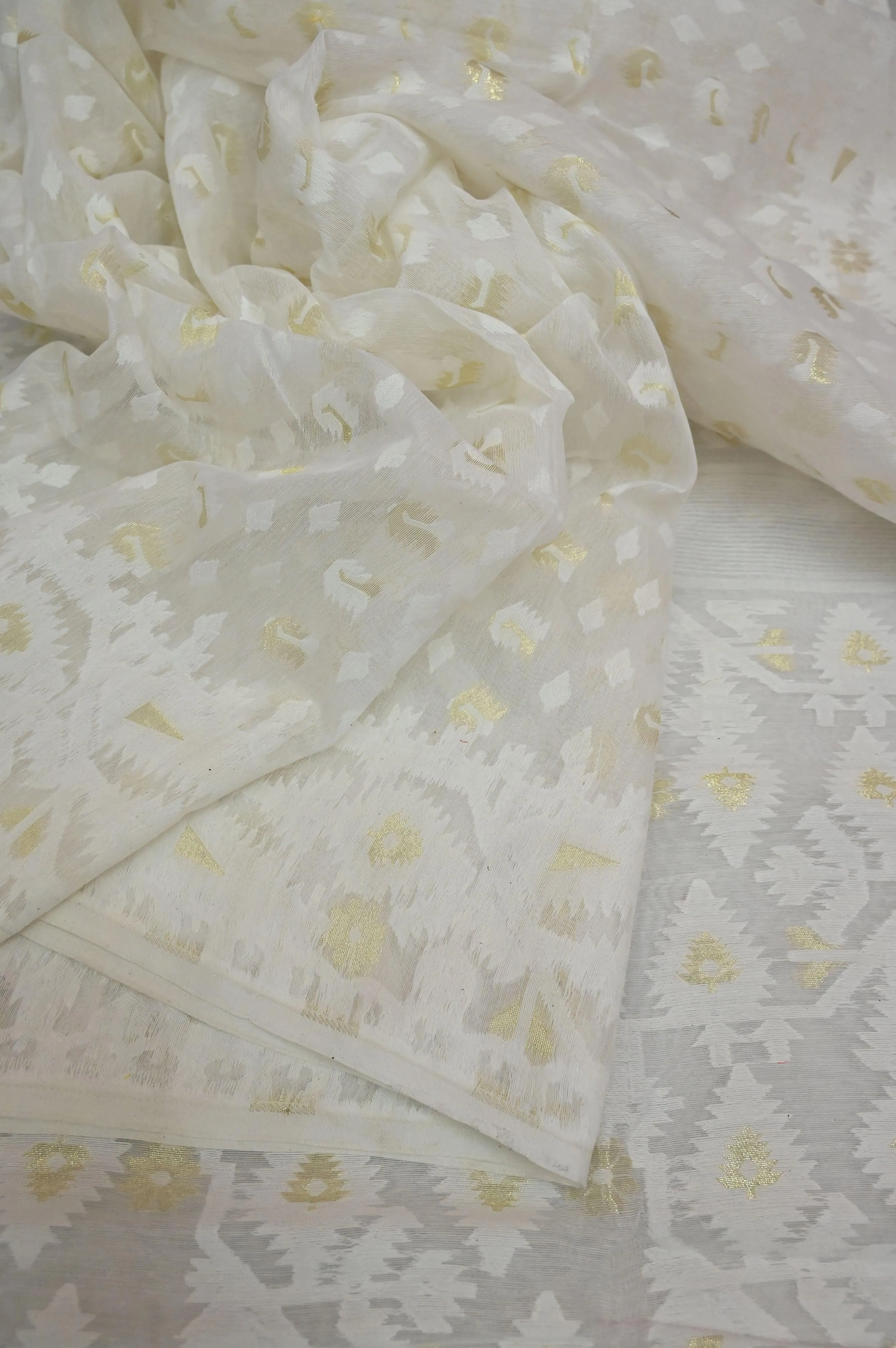 Ivory White Color Jamdani Saree