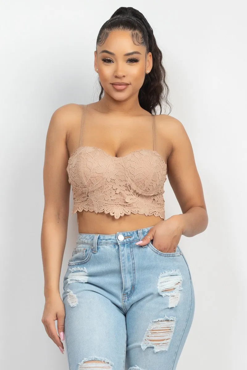 Jr Bralette - Lace Embroidered - Taupe