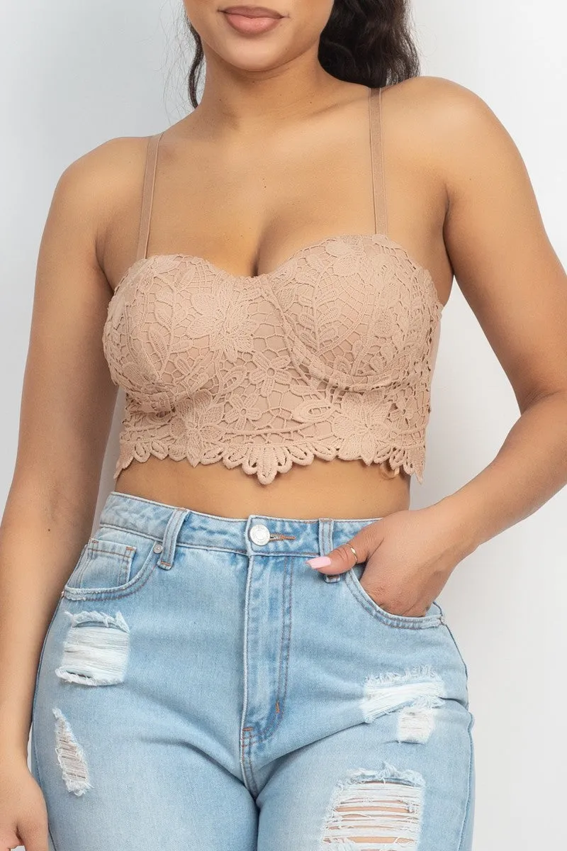 Jr Bralette - Lace Embroidered - Taupe