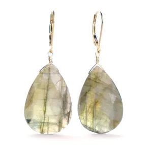 Labradorite Earrings with Gold Plated Latch Back #2