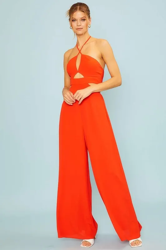 Lily Halter neck jumpsuit (Red)