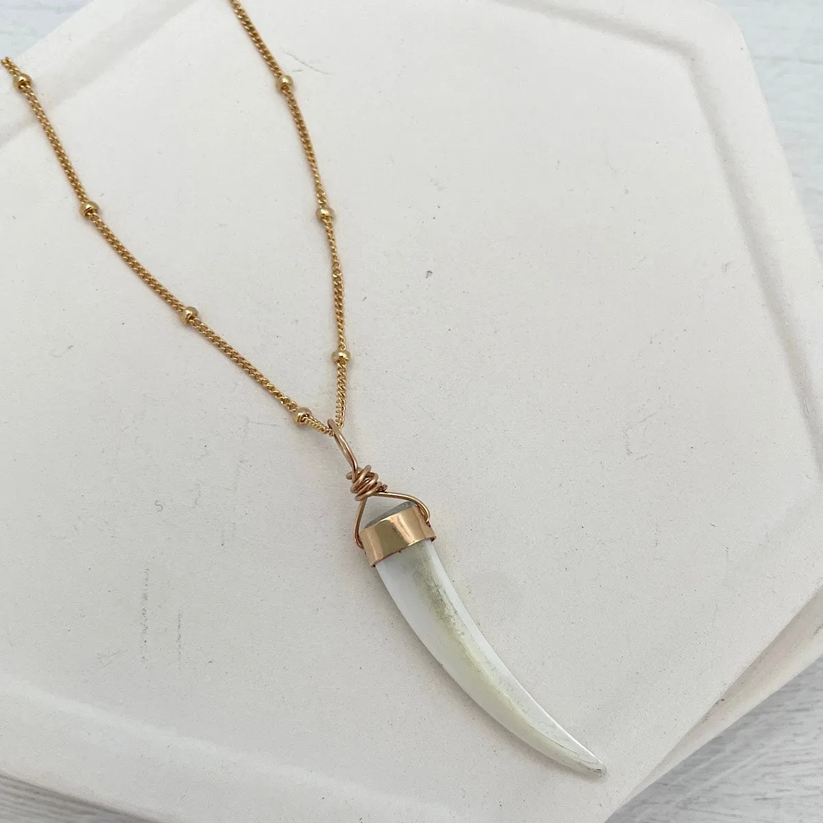 Luminous Mother of Pearl Tusk Necklace