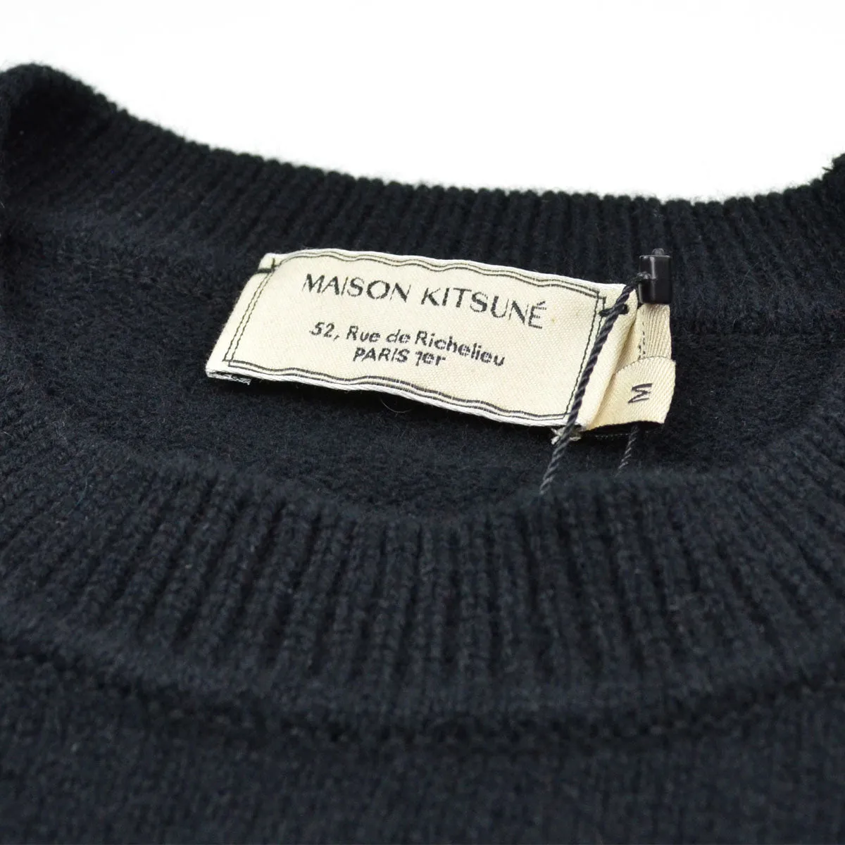 Maison Kitsuné - Lambswool R-Neck Sweater - Black