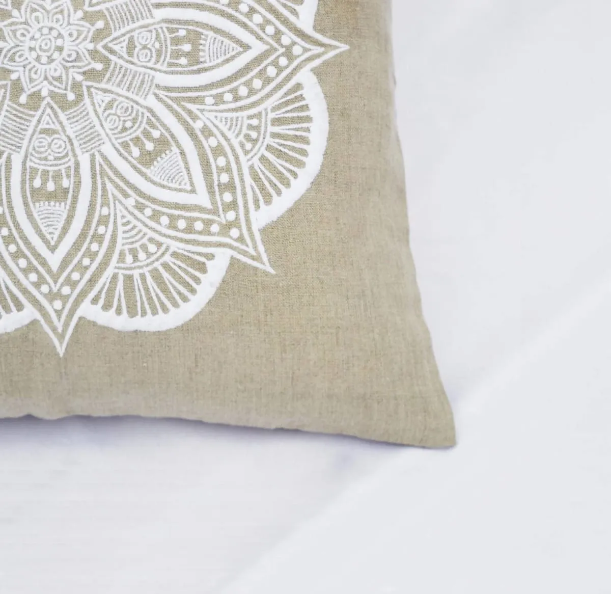 Mandala linen pillow cover, embroidered pillow case, tribal, indian craft pillow, ethnic, 16"X16"