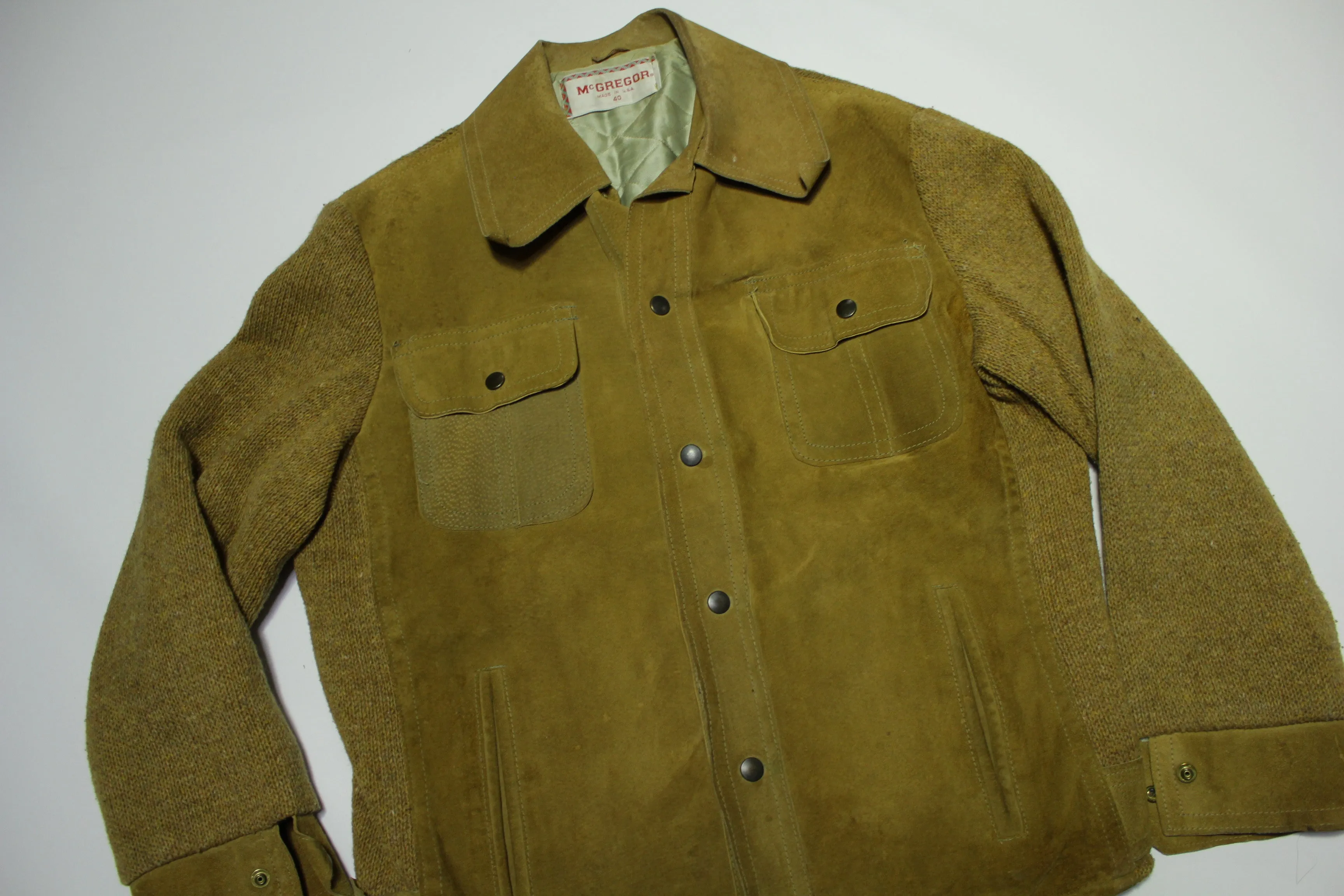 McGregor Vintage 60's Suede Cardigan Style Snap Up Distressed Jacket