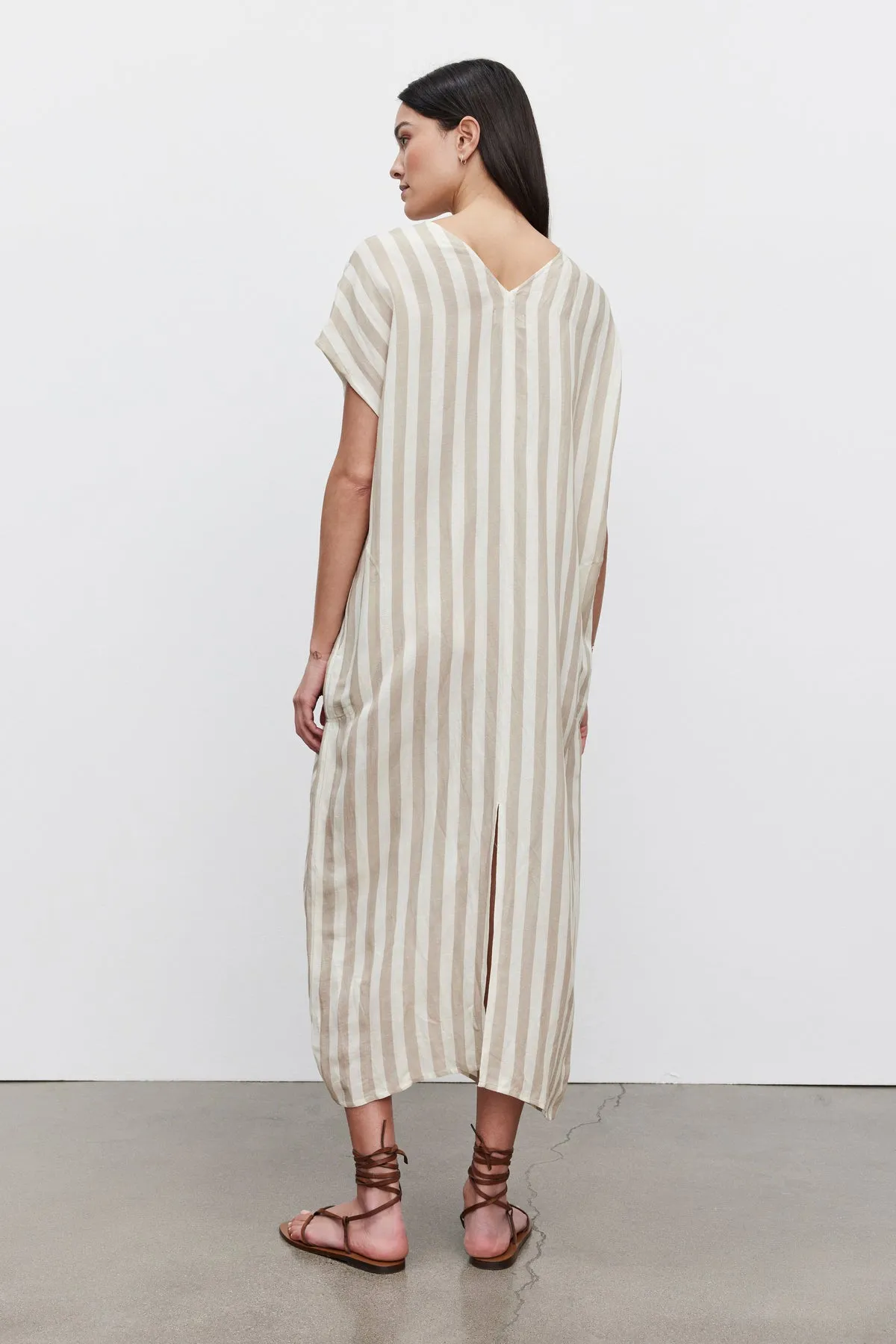 MILLA STRIPED LINEN KAFTAN DRESS