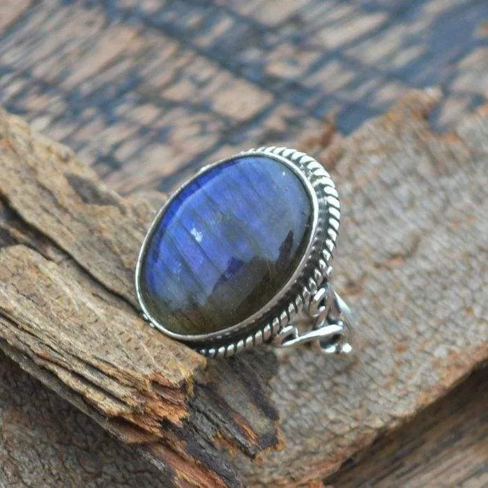 Natural Labradorite 925 Sterling Silver Ring, Labradorite Jewelry, Nickel Free, Labradorite Ring