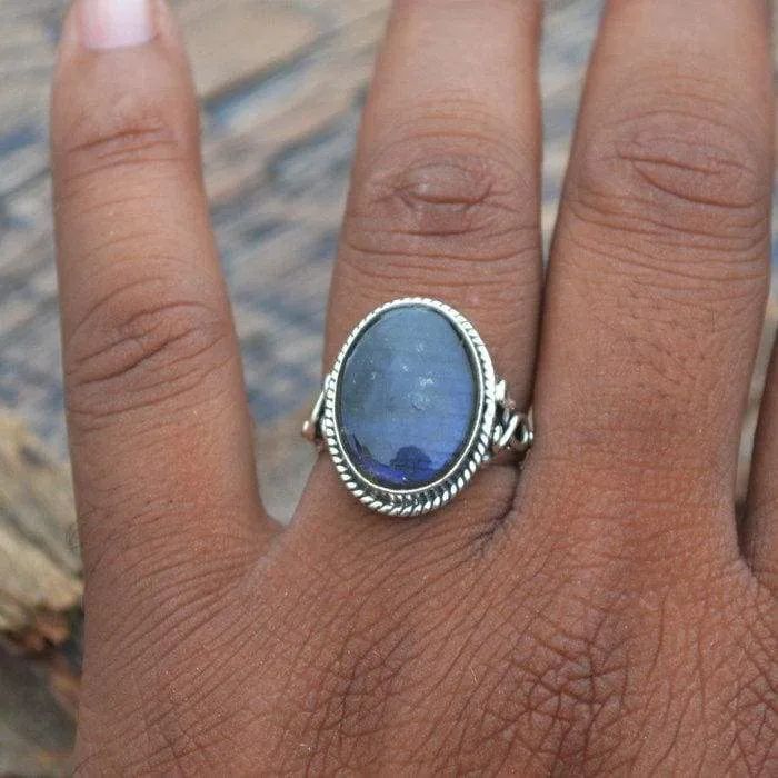 Natural Labradorite 925 Sterling Silver Ring, Labradorite Jewelry, Nickel Free, Labradorite Ring