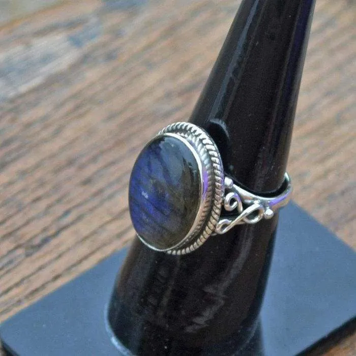 Natural Labradorite 925 Sterling Silver Ring, Labradorite Jewelry, Nickel Free, Labradorite Ring