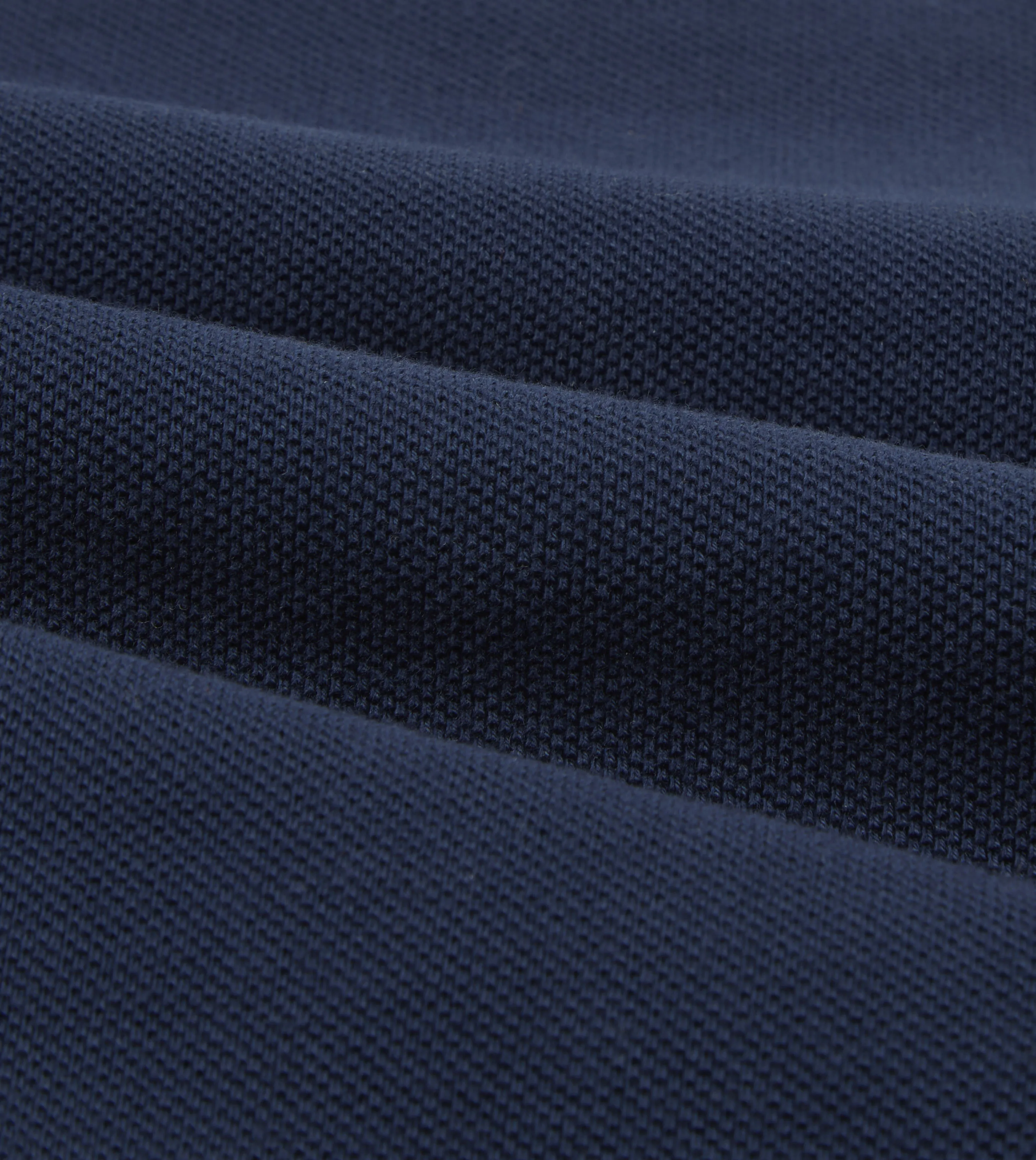 Navy Pique Cotton Long-Sleeve Polo Shirt