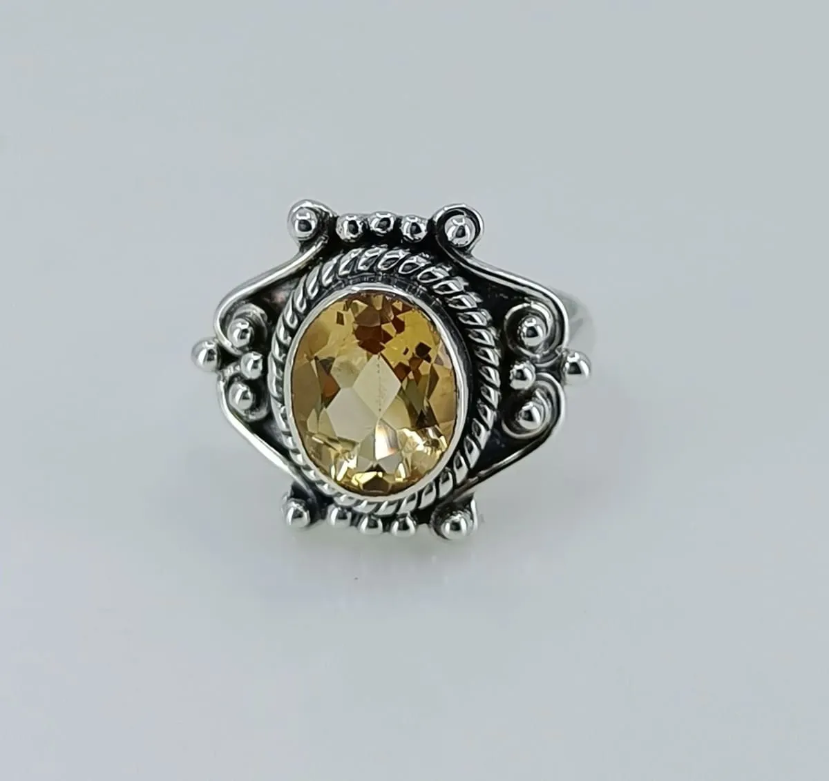 Navya Craft 925 Solid Sterling Silver Citrine Handmade Women Ring Sizes 4 to 13 (US)