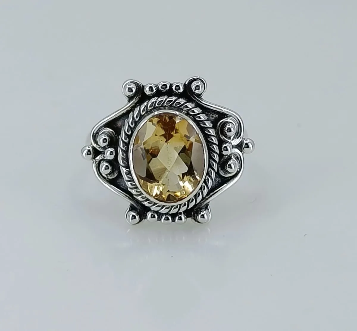 Navya Craft 925 Solid Sterling Silver Citrine Handmade Women Ring Sizes 4 to 13 (US)