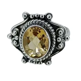 Navya Craft 925 Solid Sterling Silver Citrine Handmade Women Ring Sizes 4 to 13 (US)