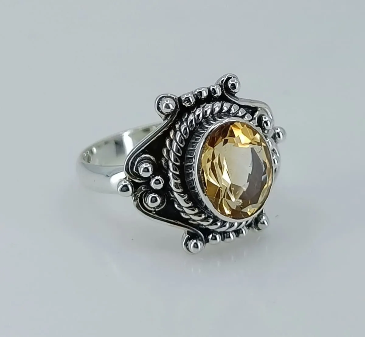 Navya Craft 925 Solid Sterling Silver Citrine Handmade Women Ring Sizes 4 to 13 (US)