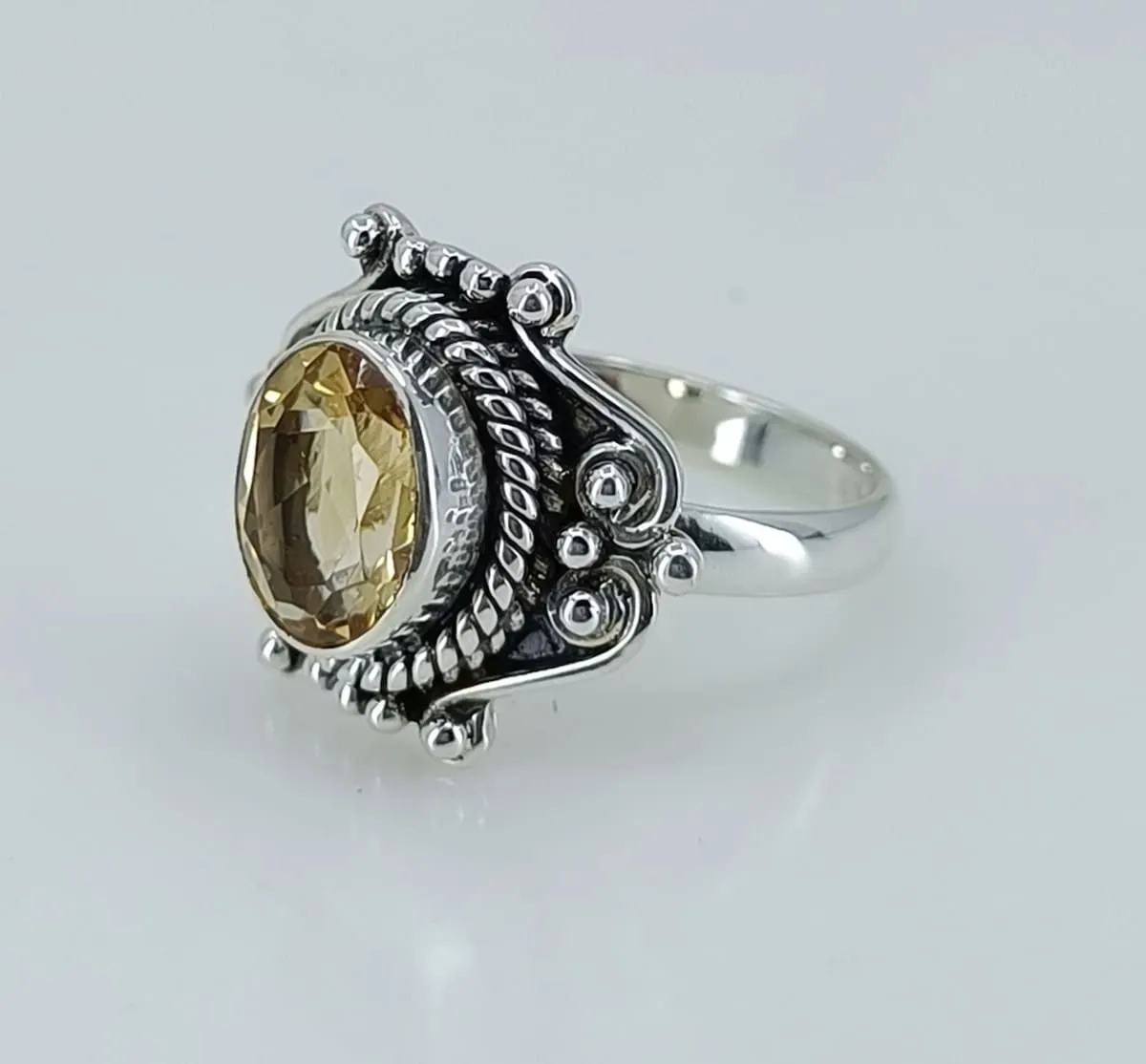 Navya Craft 925 Solid Sterling Silver Citrine Handmade Women Ring Sizes 4 to 13 (US)