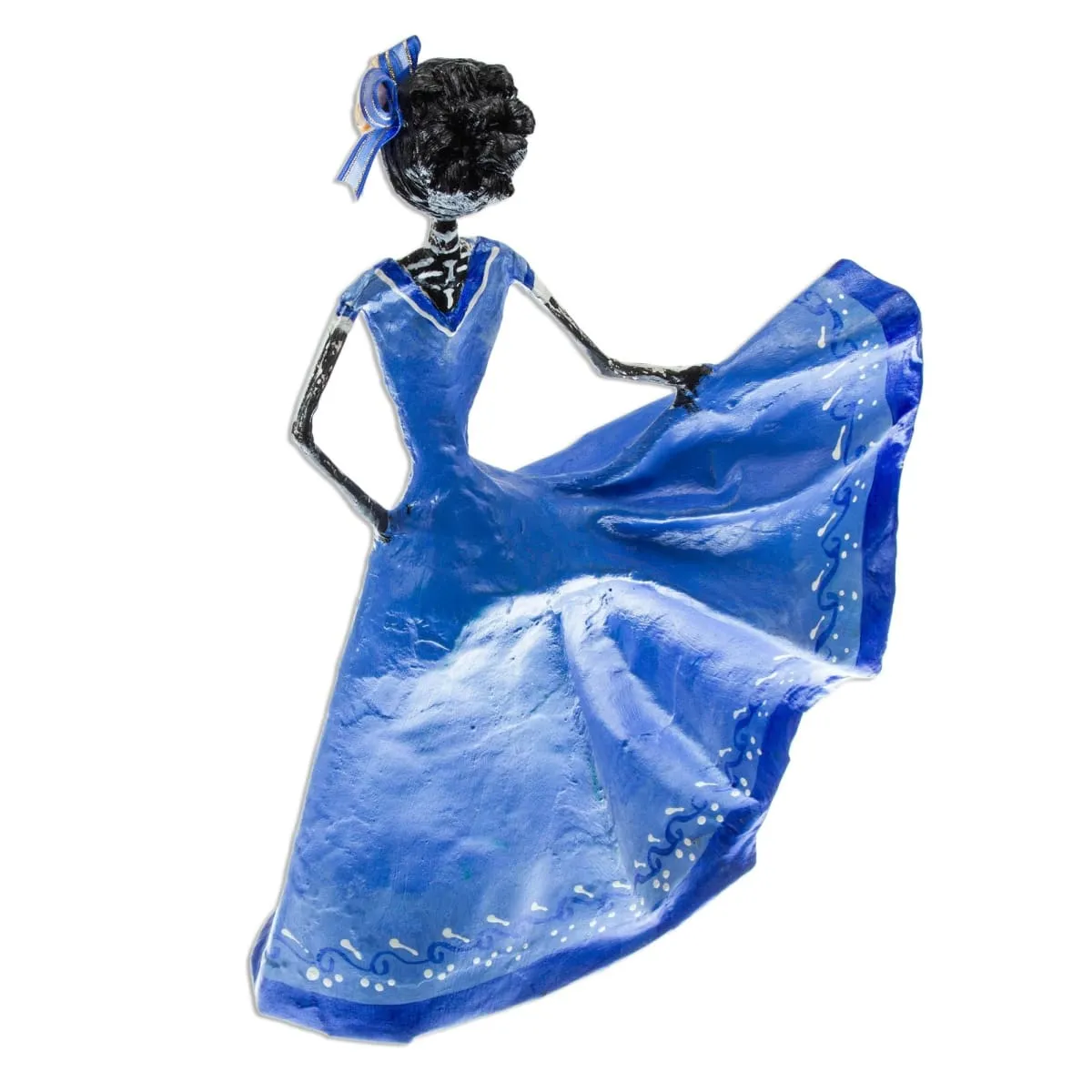 Novica Dancing Catrina In Blue Papier Mache Sculpture