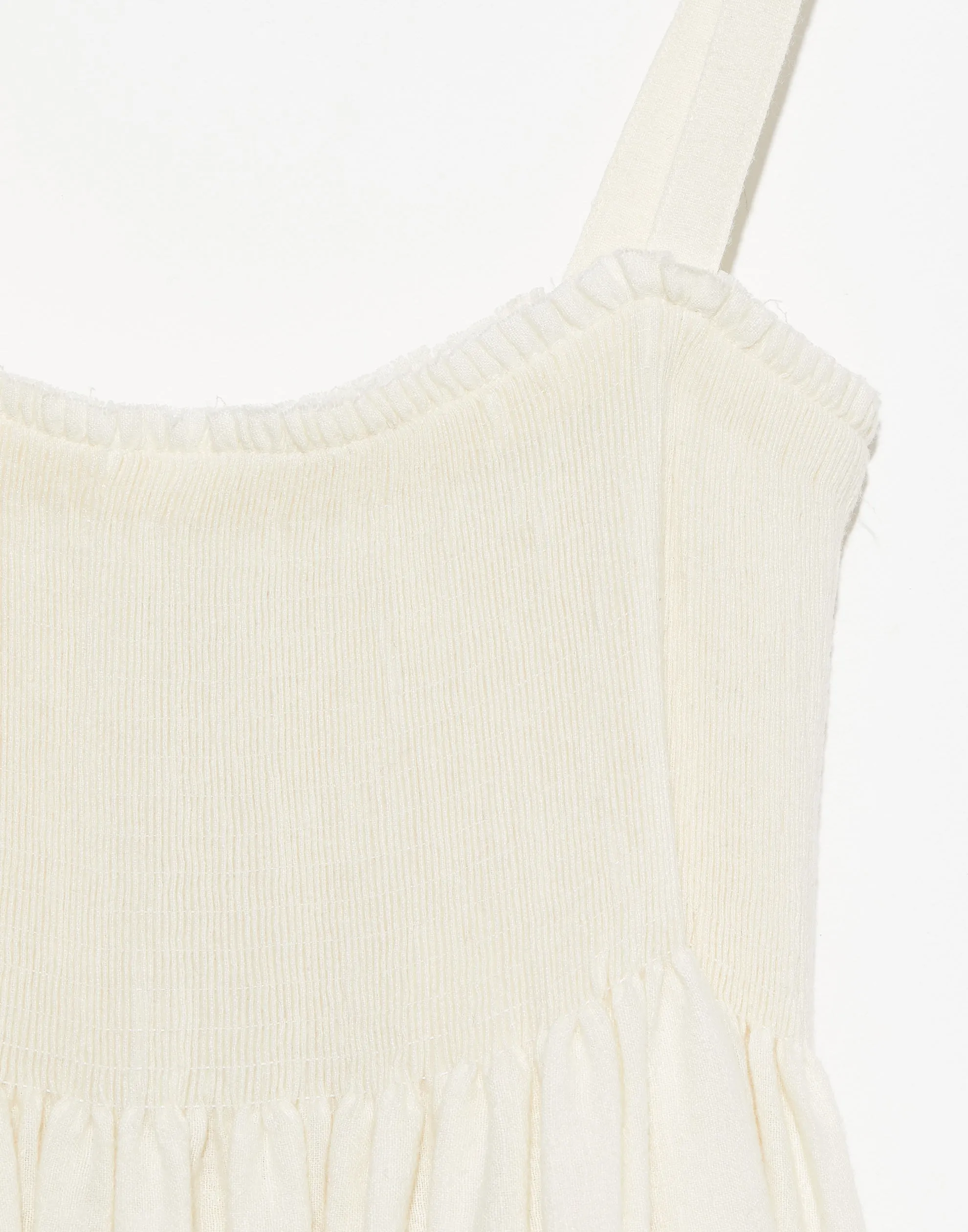 Off White Wool & Linen Gal Smock Dress