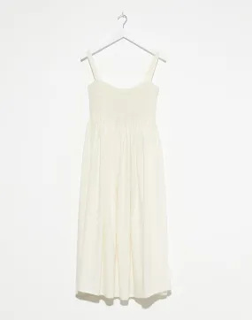 Off White Wool & Linen Gal Smock Dress