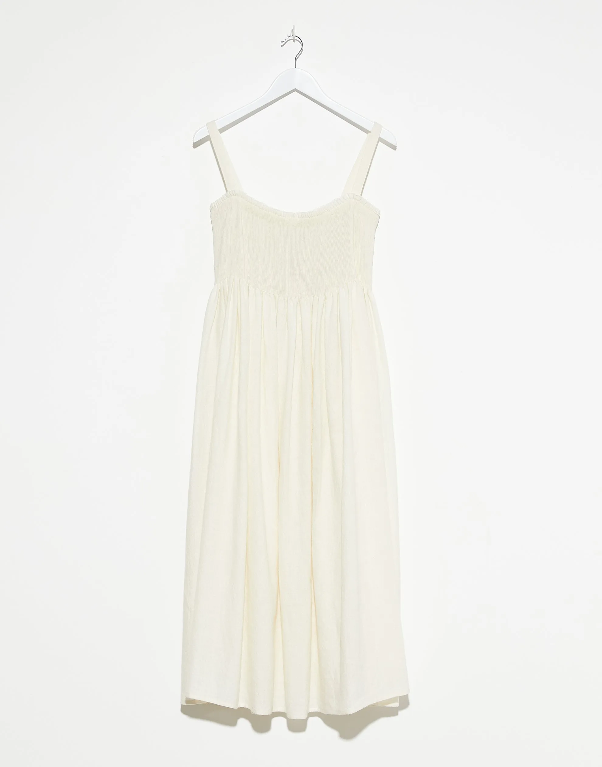 Off White Wool & Linen Gal Smock Dress