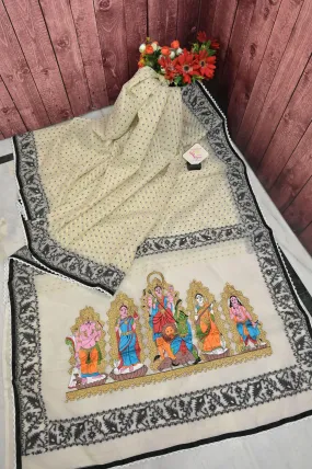 Offwhite Color Durga Jamdani with Embroidery Work