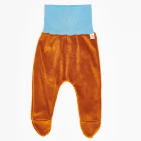 Organic footed baby pants "Nicki Caramel" - 100% organic cotton