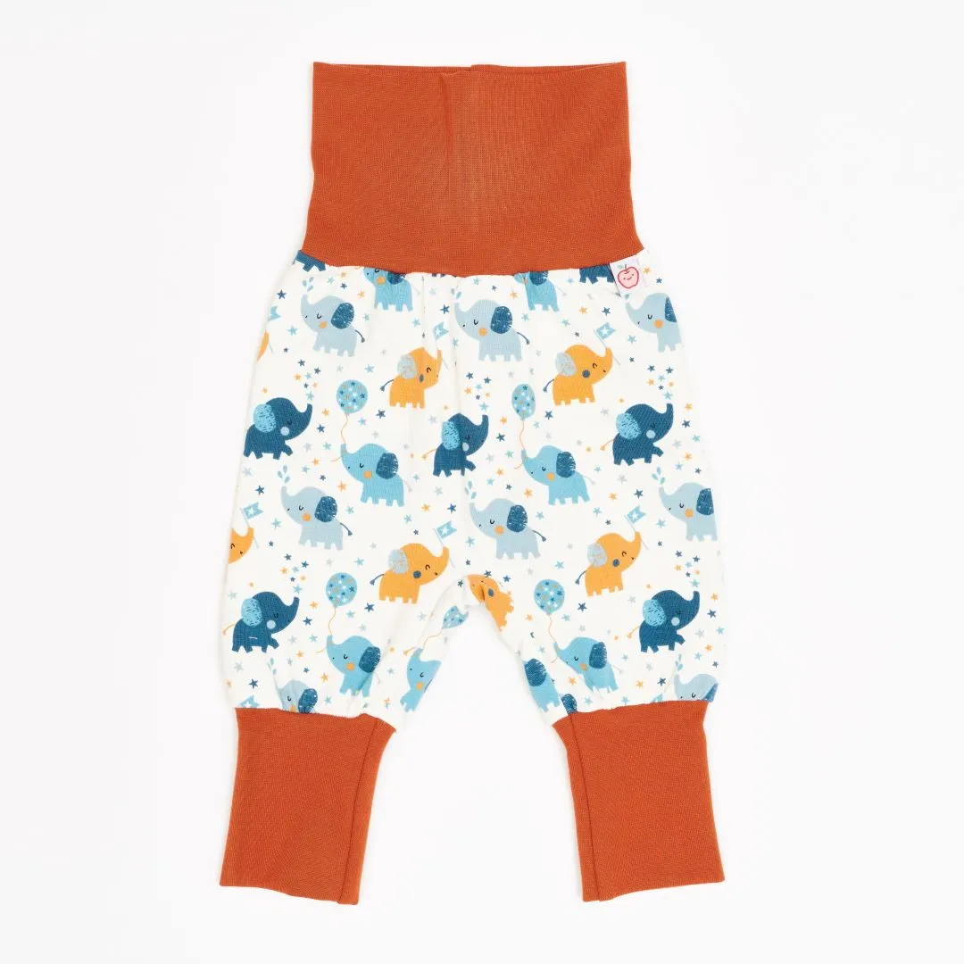 Organic rib pants "Baby Elephant" - 95% organic cotton, 5% elastane