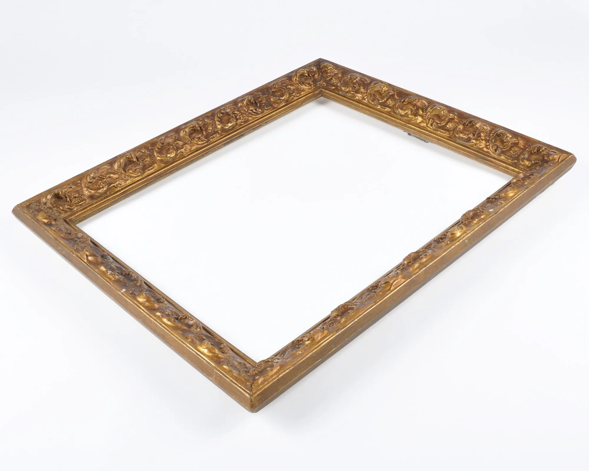 Ornate Vintage Picture Frame-Wooden Large-Antique Victorian Style-Gilded Gold With Black Patina