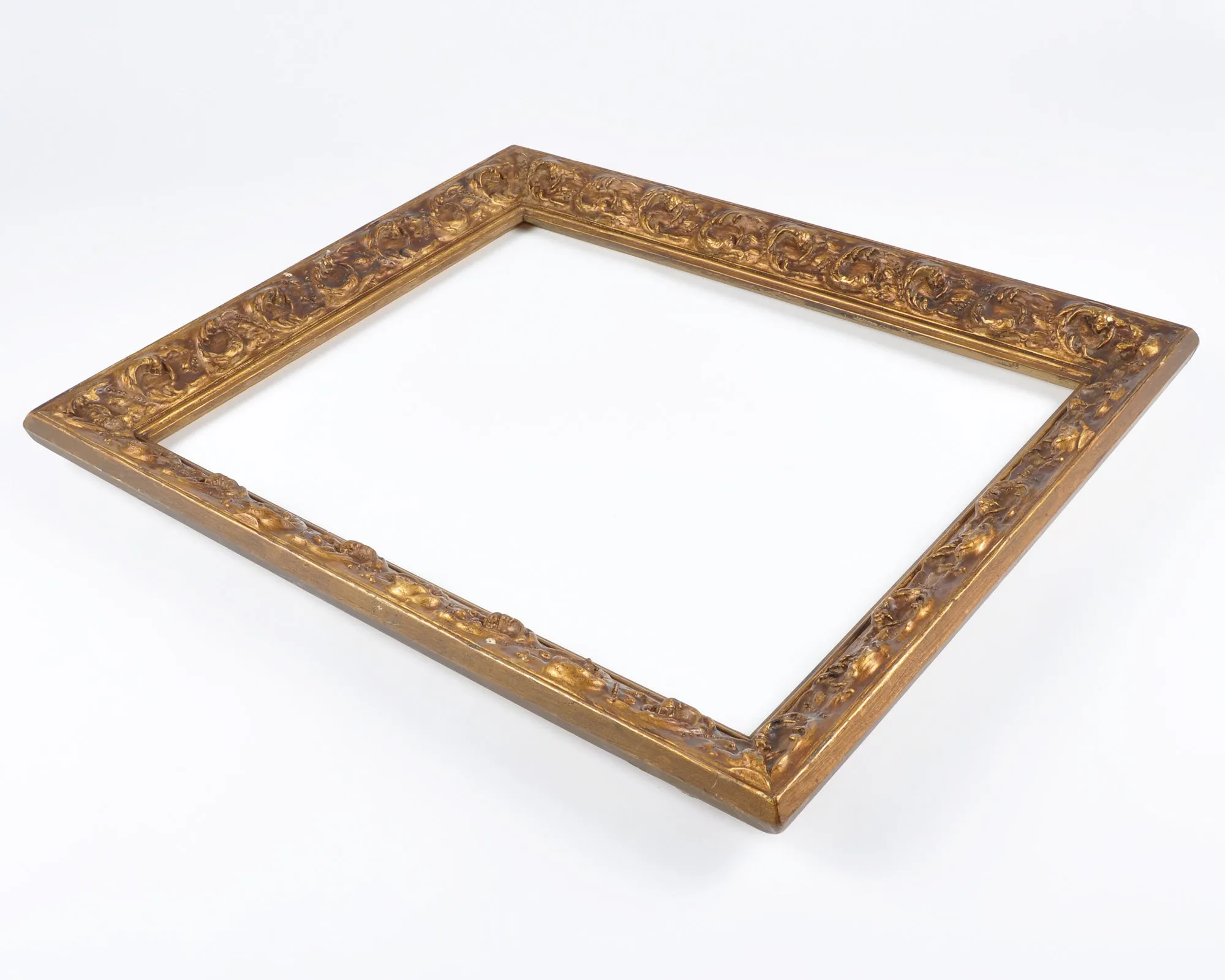 Ornate Vintage Picture Frame-Wooden Large-Antique Victorian Style-Gilded Gold With Black Patina