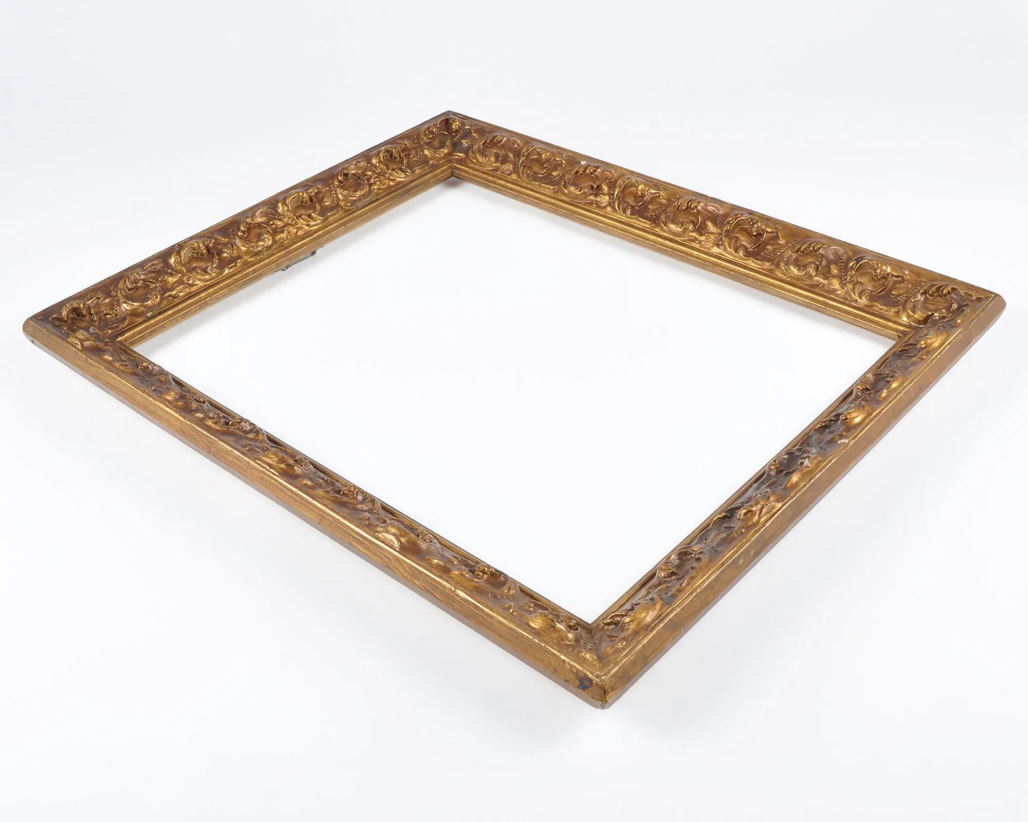 Ornate Vintage Picture Frame-Wooden Large-Antique Victorian Style-Gilded Gold With Black Patina