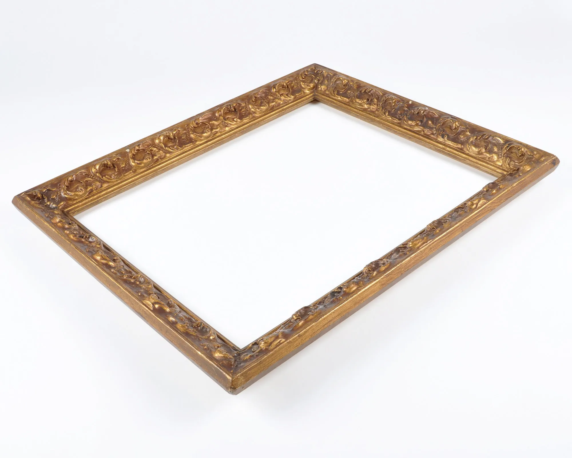 Ornate Vintage Picture Frame-Wooden Large-Antique Victorian Style-Gilded Gold With Black Patina