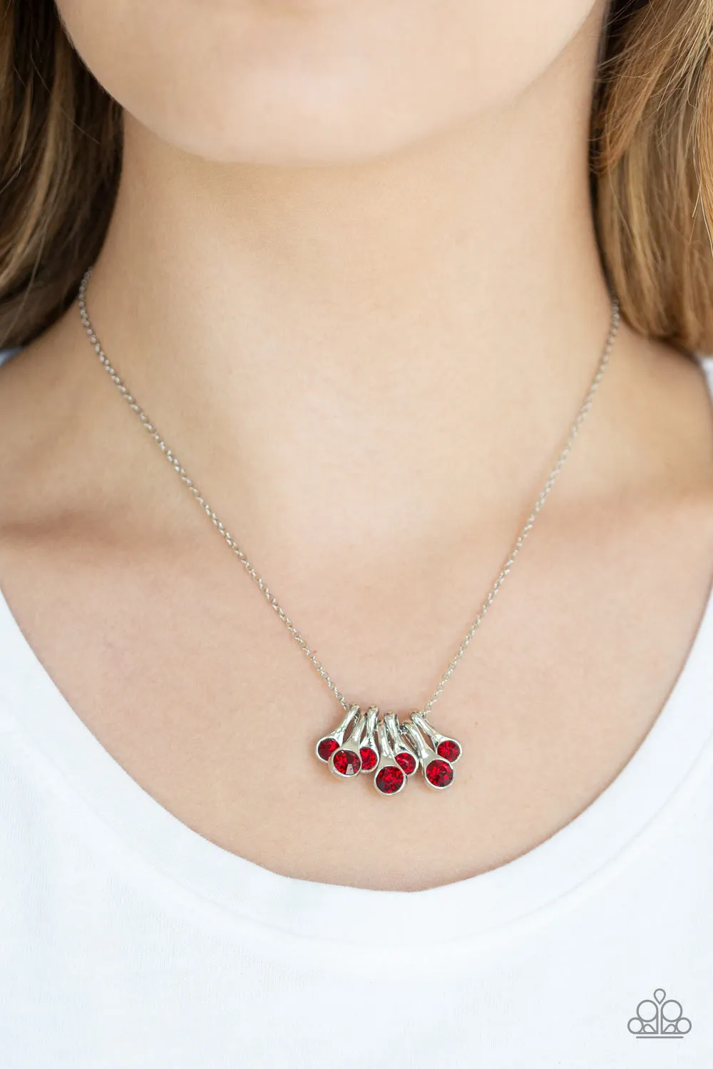 Paparazzi Necklace ~ Slide Into Shimmer - Red