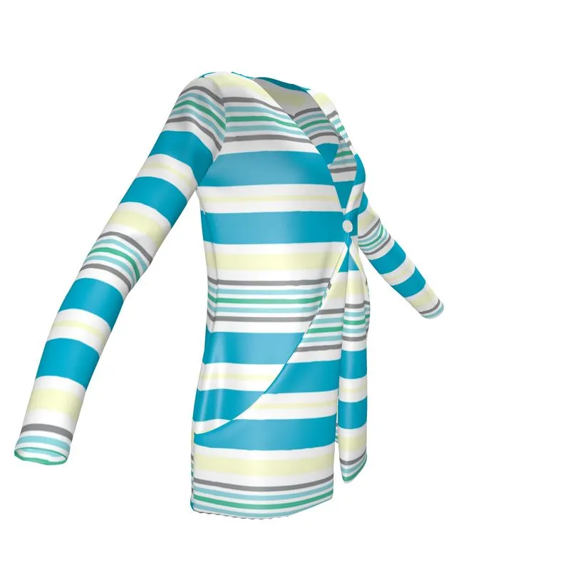 Pastel Striped Ladies Cardigan with Pockets