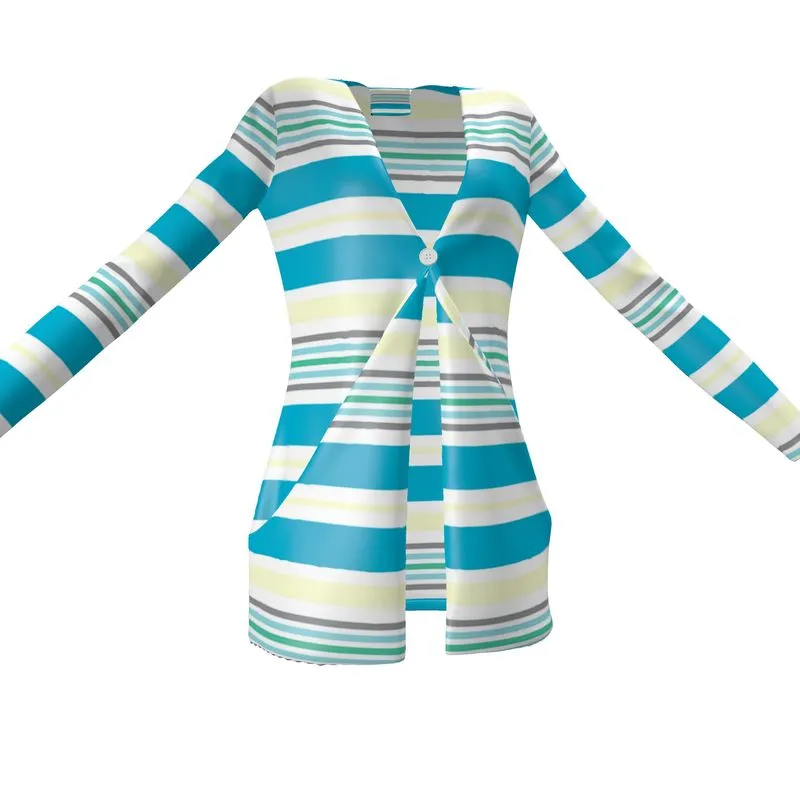 Pastel Striped Ladies Cardigan with Pockets